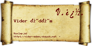 Vider Ádám névjegykártya